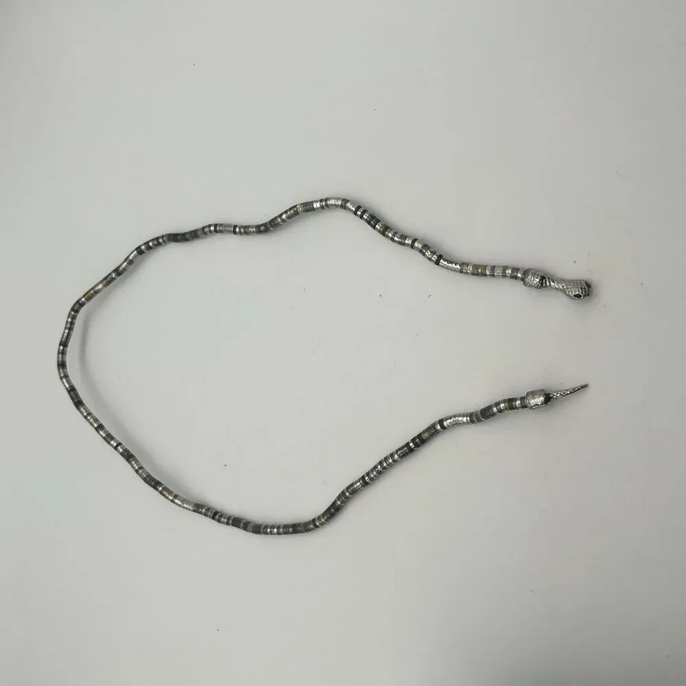Vintage Silver Tone Snake Wrap Collar Necklace/Bracelet Black Eyes Adjustable